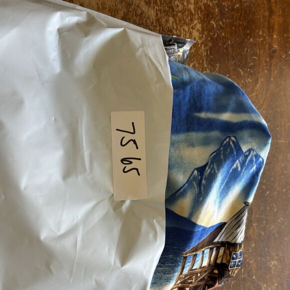 Vintage KY's Hawaiian Shirt Men's L‎ Motorcycle Ocean Mountain Beach Hut Scene - Picture 11 of 15